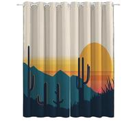 Srigzcaly 2 Panel 100% Blackout Curtains, Soft Polyester Fabric Medieval Style Desert Cactus Thermal Insulated Blackout Eyelet Curtains For for Living Room/Bedroom/Office, Multi - W66 x L72 Inch