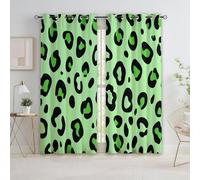 Srigzcaly Abstract Cartoon Leopard Pattern Blackout Curtains for Bedroom, 54 inch Drop Eyelet Curtains for Living Boys Room, Super Soft Thermal Insulated Window Drapes 2 Panels W46 x L54 Inch, Green
