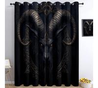 Srigzcaly Anime fantasy bull head Blackout Eyelet Curtains 54 Drop, black Thermal Insulated Window Drapes for Bedroom & Living Room - 2 Panels, Total 92" W x 54" L (234x138cm)