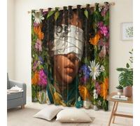 Srigzcaly Blackout Curtains - Boys Girls Eyelet Curtains Anime Flower Sea Girl Thermal Insulated Darkening Window Drapes for Nursery Baby Bedroom, 2 Panels W91.5cm x D214cm, Multicolor