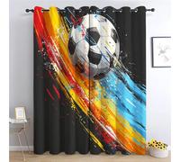 Srigzcaly Blackout Curtains for Kids Teens Boys Bedroom Football Sports Painting Soundproof Drapes Multicolor for Living Room Kitchen Playroom Eyelet Curtain, Set Of 2 Panels W167cm x L183cm