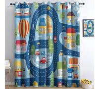Srigzcaly Cartoon City Road Map Blackout Curtains, Multicolor Thermal Insulated Noise Reducing Eyelet Drapes for Bedroom Living Room - 2 Panels, Total 92" W x 54" L (234x138cm)
