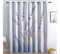 Srigzcaly Curtains for Bedroom Living Room,Microfiber Blackout Curtains 72 Drop -Watercolor lilac flowers Thermal Insulated Eyelet Window Drapes, 132x72 Inch (W X D) White
