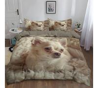 Srigzcaly Double Animal Chihuahua Duvet Cover Set with Pillowcases, Soft Comfy Breathable Microfiber Bedding Set, Lightweight Non-Fading Quilt Covers, Multicolor - 200 x 200 cm