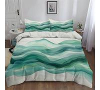 Srigzcaly Double Duvet Cover Set Green for Boys Kids Girls, Abstract Mountain Emerald Green Reversible Soft Microfiber Bedding Comforter Cover 200 x 200 cm with Zipper Closure and 2 Pillowcases