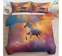 Srigzcaly Double Duvet Cover Set Reversible Dreamlike Unicorn Rainbow Clouds, Ultra Soft Comfy Premium Microfiber Bedding Set - Multicolour Bedding Easy Care Boys Kids Quilt Covers with Pillowcase