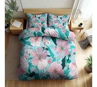 Srigzcaly Double Duvet Cover Set Reversible Multicolour, Super Soft Cosy Comfy Brushed Microfiber Bedding, Floral dreamy botanical Duvet Cover Set 200 x 200 cm Bedding with 2 Pillowcases