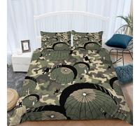 Srigzcaly Duvet Cover Printed Sets Single 53x79 inch Army Green Camouflage Parachute Quilt Cover Soft Hypoallergenic Microfiber Bedding Sets with Zipper Closure + 2 Pillowcases for Kids Teens Adults
