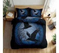 Srigzcaly Duvet Cover Set Celtic Knot Pattern, Fantasy Raven Reversible Quilt Cover Easy Care, Soft Cosy Brushed Microfiber Bedding Sets with 2 Pillowcases - Single (135cm x 200cm)