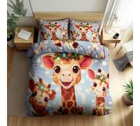 Srigzcaly Duvet Cover Set - Multicolour - Cartoon animal giraffe - Luxury Reversible Quilt Cover Easy Care Bed Linen Soft Cosy Bedding Sets With Pillowcase - Double (200 x 200 cm)