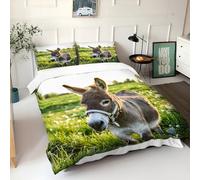 Srigzcaly Duvet Covers Single 53x79 inch Printed Duvet Cover Sets 3 PCS Animal Cute Donkey Pattern Quilt Cover Ultra Soft Hypoallergenic Microfiber Bedding Sets for Children and Adults