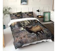 Srigzcaly Duvet Covers Single 53x79 inch Printed Duvet Cover Sets 3 PCS Animal Elk Pattern Quilt Cover Ultra Soft Hypoallergenic Microfiber Bedding Sets for Children and Adults