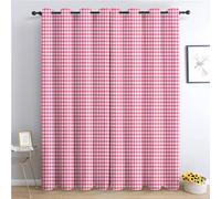 Srigzcaly Gingham Check Blackout Eyelet Curtains 84 Inch Drop, Pink Thermal Insulated Noise Reducing Window Drapes for Living Room & Bedroom, 2 Panels, Total 72" W x 84" L (183x214cm)