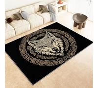 Srigzcaly Kids Area Rugs Washable Home Modern Rugs Soft Non-slip Carpets 60x90cm Black Wolf Head Viking Totem Area rug for Living room, Bedroom and Indoor Decoration, Kitchen Floor Mat, Black
