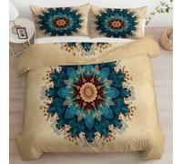 Srigzcaly Kids' Duvet Cover Set Premium Brushed Microfiber Abstract Geometric Symmetry Print Soft Breathable Bedding Set, 3-Piece Comfy Super King Yellow Quilt Cover for Teens Boys Girls Bedroom