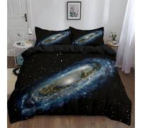 Srigzcaly King Duvet Cover Set Premium Brushed Soft Microfiber Cosy Reversible Bedding for Boys Girls - Andromeda Galaxy Space Duvet Cover for Kids Teenage Bedroom Accessories, Black