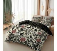 Srigzcaly King Duvet Cover Set Reversible Brown and black, Super Soft Cosy Comfy Brushed Microfiber Bedding, William Morris Gothic Pattern Duvet Cover Set 230 x 220 cm Bedding with 2 Pillowcases