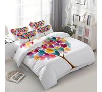 Srigzcaly King Duvet Cover Set, Ultra Soft Comfy Brushed Microfibre White Reversible Bedding Set, Cartoon Plant Heart Life Tree Print Quilt Covers 230 x 220 cm for Kids Teenage Boys Kids Bedroom