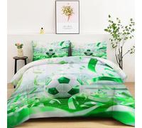 Srigzcaly King Size Down Alternative Duvet, 3D sci-fi football Reversible Quilted Duvet for All Seasons - Breathable Lightweight Non-Allergenic and Machine Washable (220x240 CM, Green) (ZQ12)