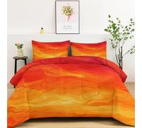 Srigzcaly King Size Down Alternative Duvet, Creative Sunset Abstract Sky Reversible Quilted Duvet for All Seasons - Breathable Lightweight Non-Allergenic and Machine Washable (240x220 CM, Orange)