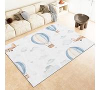 Srigzcaly Modern Indoor Rugs Low Pile Rug Super Soft Flannel Carpet 60x90cm Cartoon Hot Air Balloon Print Anti Slip Fluffy White Living Room Rug Non Shedding for Adult Kids