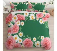 Srigzcaly Multicolor Duvet Cover Set for Kids Boys Girls Plants Playful Roses Daisies Bedding Set, Ultra Soft Hypoallergenic Non-Iron Reversible 3 Piece Quilt Covers with 2 Pillowcases, Single Size