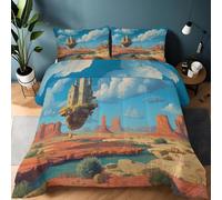 Srigzcaly Multicolor Duvet King Surreal Fantasy Desert Floating Castle Printed, 4 Seasons Duvet Teenagers Kids Girls Boys - Quilted Bed Soft Comfortable Breathable Microfiber Coverless All Seasons