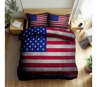 Srigzcaly Multicolour Bedding Duvet Cover Double 79x79 inch - Ultra Soft Brushed Microfibre Breathable Bed Set - American flag banner Reversible Quilt Cover Set with 2 Pillow cases, 3 Piece