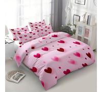 Srigzcaly Pink Duvet Cover Cot-bed - Ultra Soft Breathable Brushed Microfibre Bedding - Minimalist Heart Circle Reversible Quilt Cover Set with 1 Pillow Cases (2 Piece, 120 x 150 cm)