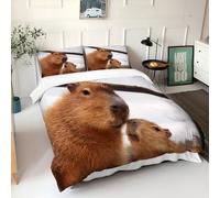 Srigzcaly Printed Duvet Cover Sets Double 79x79 inch Animal Cute Capybara Pattern Quilt Cover Ultra Soft Hypoallergenic Microfiber Bedding Sets with Zipper + 2 Pillowcases for Kids Teens Adults