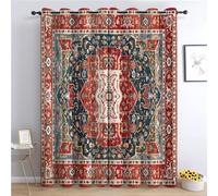 Srigzcaly Red Retro Persian Style Blackout Curtains, Red Thermal Insulated Soundproof Window Eyelet Drapes for Kids Teens Bedroom Living Room - 2 Panels, Total 72" W x 84" L (183x214cm)