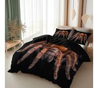Srigzcaly Single Duvet Cover Set Creative orange wolf spider print Premium Brushed Microfiber Reversible black Duvet Cover (135 x 200 cm) 3 Pcs - Ultrasoft Hypoallergenic Non Iron Bedding Sets
