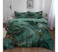 Srigzcaly Single Duvet Cover Set Premium Brushed Microfiber Soft Cosy, Reversible Multicolor Bedding for Boys Girls - Marble Green Gold Texture Duvet Cover for Kids Teenage Bedroom Accessories