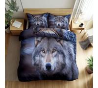 Srigzcaly Single Duvet Cover Set, Premium Brushed Microfiber Soft Cosy Reversible Multicolour Bedding for Boys Girls - Animal wolf wildlife Duvet Cover for Kids Teenage Bedroom, 135 x 200 cm