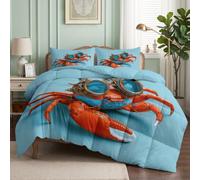 Srigzcaly Single Size Steampunk Sci-Fi Retro Duvet 135x200 CM, Mechanical Crab Gear Animal Reversible Quilted Duvet for All Seasons, Breathable Non-Allergenic Washable Down Alternative