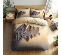 Srigzcaly Super King Duvet Cover Set Animal HD Zebra Portrait Bedding, Beige Super Soft Cosy Warm Luxurious Stylish Reversible Bed Set with Matching Pillowcase - for Boys Girls Kids Duvet Covers