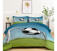 Srigzcaly Super King Duvet Reversible Anime-style football Comforter Sets with 2 Pillowcases, Warm and Anti Allergy All Season Coverless Duvet - Washable (Quilt 260x220cm, Multicolour) (ZQ30)