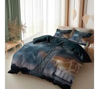 Srigzcaly Viking Thor's Hammer Single Duvet Set Dark Green Reversible Kids Duvet Covers Set,53x79 inch Bedding for Girls Boys Quilt Covers with 2 Pillowcase Ultra Soft Comfy