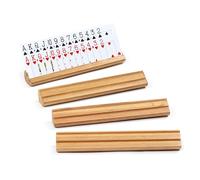 Srillollar Playing Card Holder for Kids Adults Seniors, Set of 4 Wooden Card Holders for Playing Cards, 11.8 inch Cards Holder for Card Game Bridge Canasta Strategy Foot and Hand
