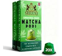 SRILUXE Original Matcha Pods - ceremonial-grade Japanese matcha | 20 Nespresso-compatible capsules, ideal for quick & easy hot or iced lattes. contains caffeine & L-theanine. (20 Pods, Original)