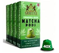 SRILUXE Original Matcha Pods - ceremonial-grade Japanese matcha | 40 Nespresso-compatible capsules, ideal for quick & easy hot or iced lattes. contains caffeine & L-theanine. (40 Pods, Original)