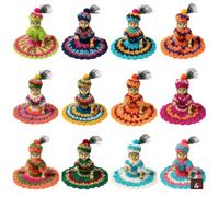 Srimaa Ventures Pack of 12 Multicolor Krishna Dresses for Winter | Woolen Ladoo Gopal Poshak Size 0-1 No | Cozy Winter Dress Collection for Bal Gopal Idol