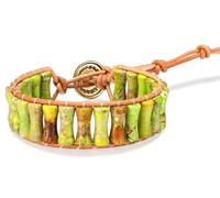 Sriomu 7 Chakra Bracelets for Women Handmade Natural Jasper Stone & with Real Leather Strand Healing Bead Bracelet Women Men Boho Friendship Jewelry, One Size, Emperor's Stone, no gemstone