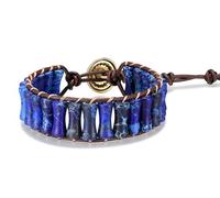 Sriomu 7 Chakra Bracelets for Women Handmade Natural Jasper Stone & with Real Leather Strand Healing Bead Bracelet Women Men Boho Friendship Jewelry, One Size, Emperor's Stone, no gemstone