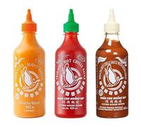 Sriracha Chilli Sauce, Sriracha Mayo Sauce & extra garlic siriracha (455ml x 3) Asian Foodies Bundle