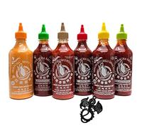 Sriracha Hot Chilli Sauce Flying Goose Various Varieties 6 x 455 ml Chilli Sauce with Dragon Pendant Set of 6