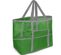 SRISE Mesh Beach Bag - Large Tote Bag for Family, Toys & Vacation Essentials, Green, L, Fashion