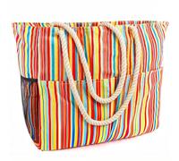 SRISE Mesh Beach Bag - Large Tote Bag for Family, Toys & Vacation Essentials, Rainbow, 41.99 cm x 22 cm x 38 cm, Casual