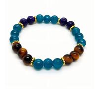 SRIWTDX Money Bracelet Wealth for Women, Fengshui Wealth And Luck Bracelet with Tiger Eye Amethyst Blue Apatite Healing Crystal, Women Birthstone Gifts