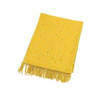 SRIWTDX Winter Ladies Cashmere Scarves Shawl With Artificial Pearls, Warm Pashmina Shawl Wrap Soft Long Christmas Scarf Blanket for Women,Yellow
